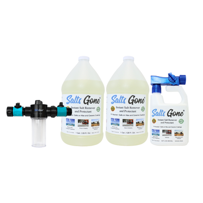 Combination Pack: 2 Gallons Salts Gone®, Hose End Sprayer, Motor Flush Attachment