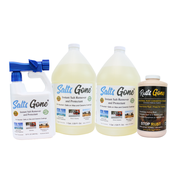 Combination Pack - 2 gallons of Salts Gone®, Hose End Sprayer and Rusts Gone Quart