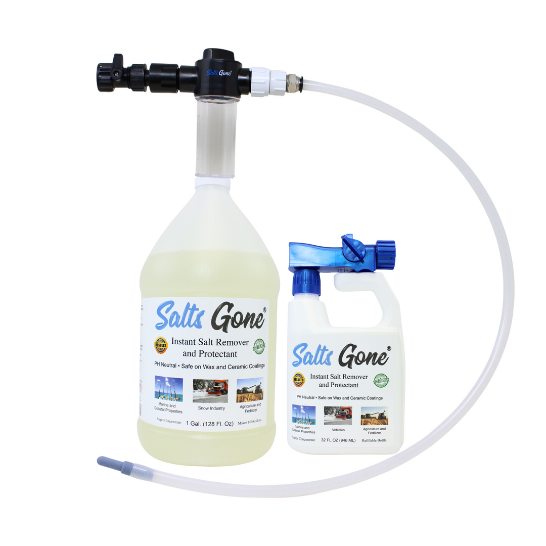 Combination Pack: Salts Gone® Gallon, Hose End Sprayer, and Chassis Flush