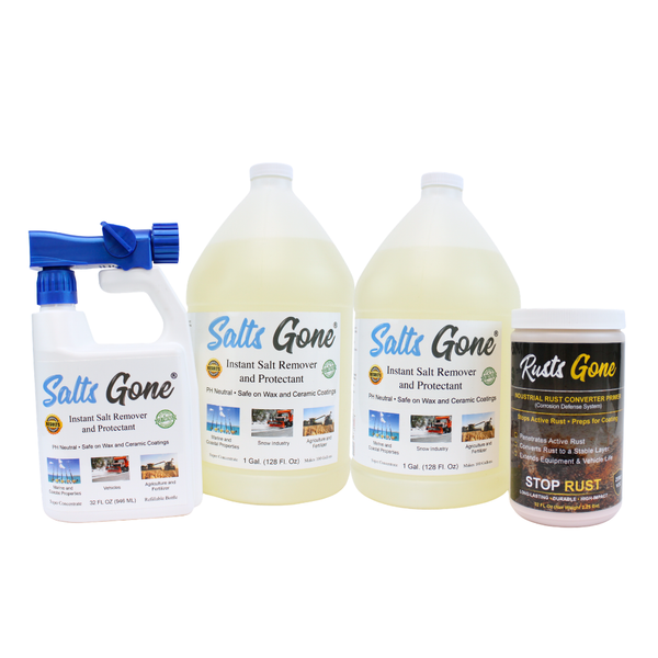 Combination Pack - 2 gallons of Salts Gone®, Hose End Sprayer and Rusts Gone Quart